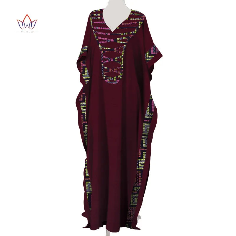 19 V Neck Dashiki African Dresses for Women Colorful Daily Causal Loose African Dresses for Women Ankle-Length Dress WY5497 - Color: 19