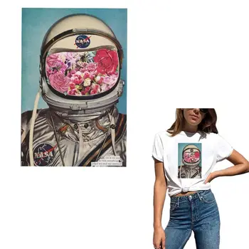 

Beautiful spaceman Sticker On Clothes Heat-sensitive Iron-on Transfers For Clothing DIY Fashion Women T-shirt Patch Decor