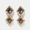 Flatfoosie Vintage za Crystal Dangle Earrings For Women Fashion New Geometric Statement Drop Earring Female Party Luxury Jewelry ► Photo 1/6