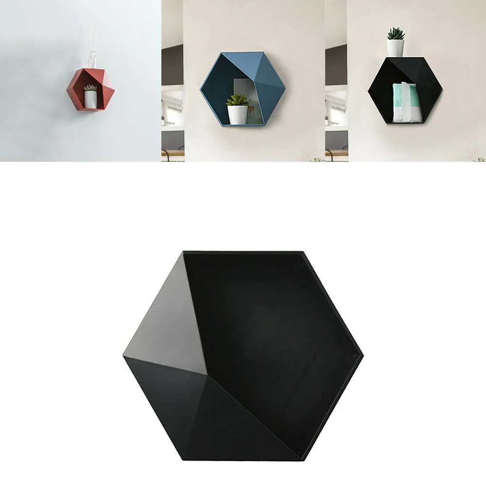 Geometric Shelf Punch-Free Hexagonal Decoration Bathroom Storage Wall-Mounted Shelf Storage Box Living Room Mural Floating Shelf