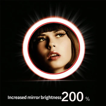 

USB Portable Mini LED Lighted Circular Makeup Mirror Compact Travel Sensing Lighting Cosmetic Mirror Wireless USB Charging