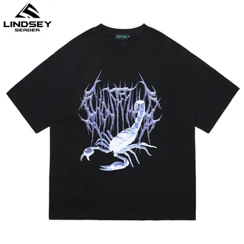 

Mens Tshirts Fashion 2020 Trending Scorpion Print Men Funny Tshirt Men Cotton Anime Tshirt In Black White Color Loose Tees Tops