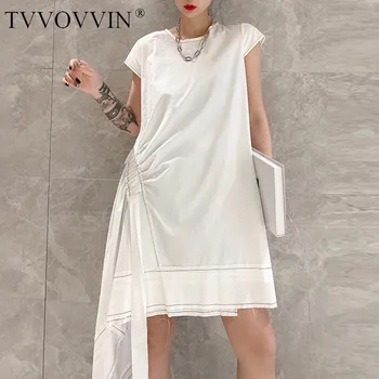 

Dress Drawstring Asymmetry Women Vintage Dresses Irregular Black White Sexy Long Dresses Summer Clothes Women 2020 New O7DG