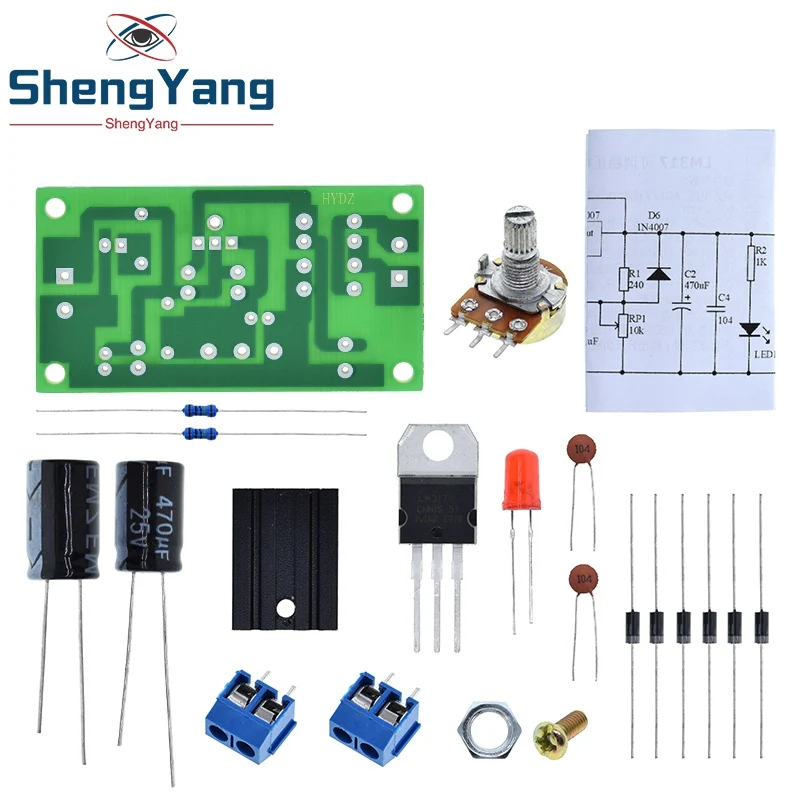 1/2/5 Stück TZT LM317 Einstellbares Netzteil-Set, stufenlos einstellbares DC-Netzteil, DIY-Lehr- und Trainingsmaterial – Detail 7