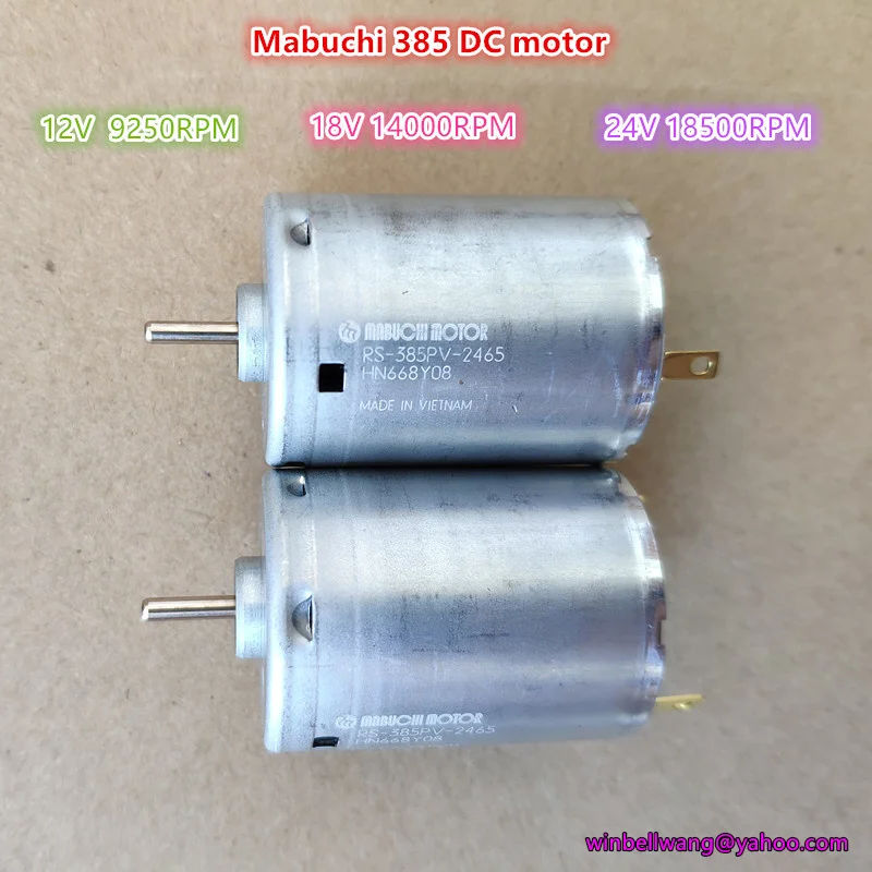 Диаметр 27,5 мм фирменная новинка Mabuchi 385 двигатель постоянного тока тихий 12V~ 24V высокая скорость угольные щетки двигателя для тепловые пушки/фен