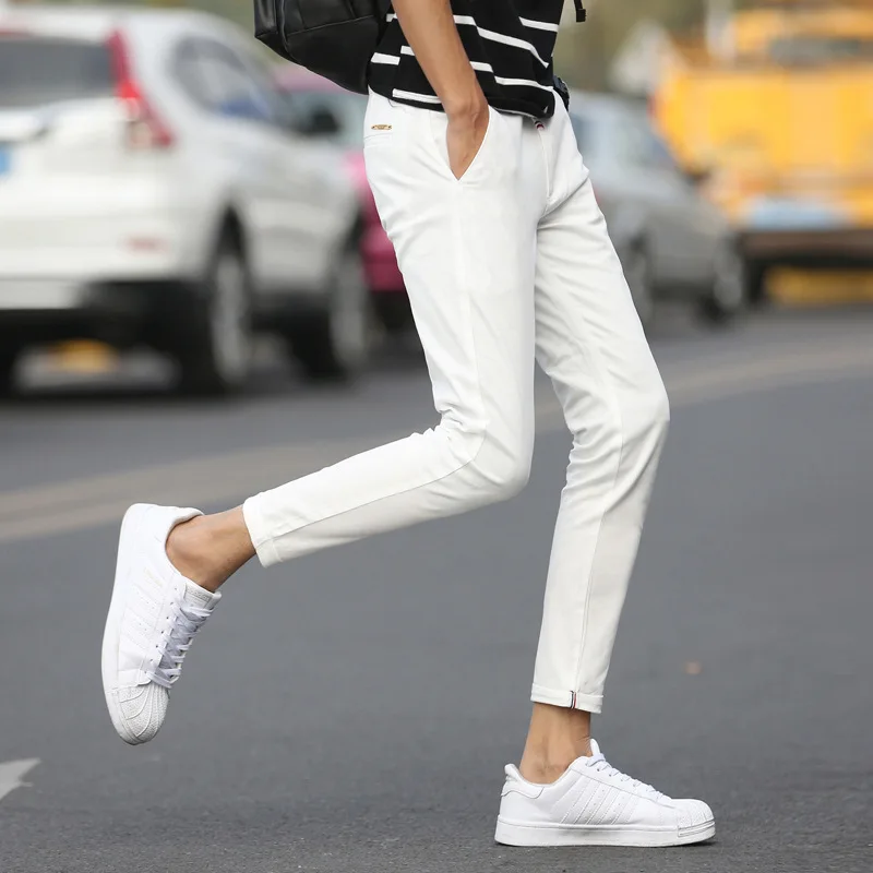 

825 # Street View New Style Elasticity Slim Fit Capri Pants Casual Pants Skinny Pants Men's 28-36 Code