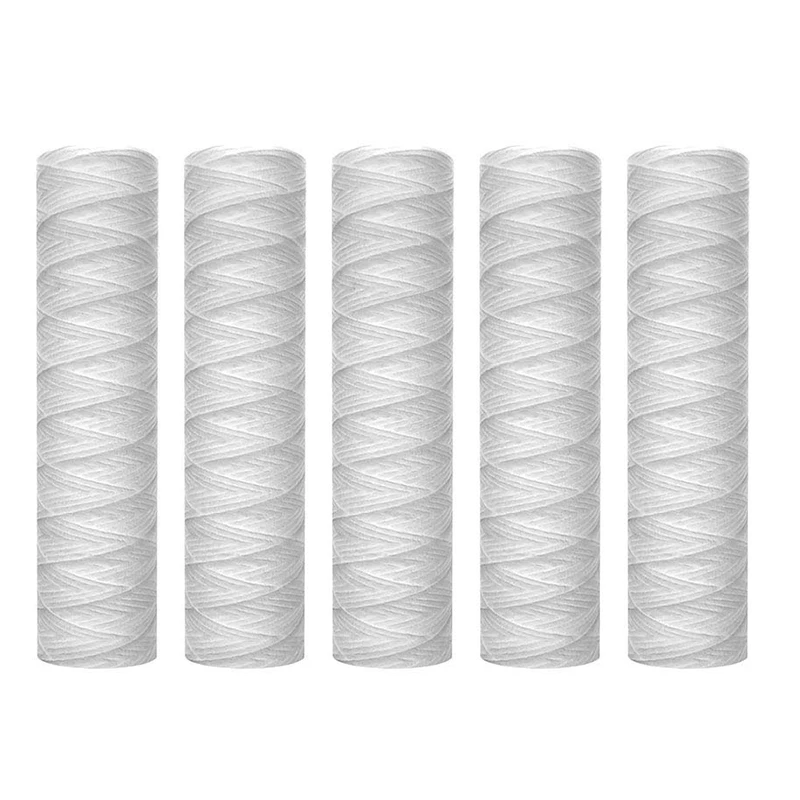 

5 Micrometre 10 x 2.5 Inch String Wound Sediment Water Filter Cartridge Whole House Sediment Filtration, Universal Replacement f