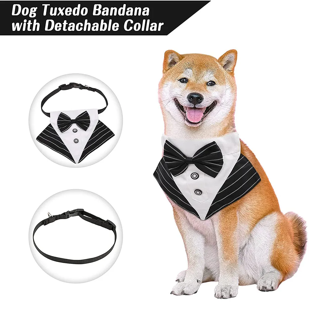 Title 17, Dog Formal Bandana Tuxedo Scarf with Bow Tie We...