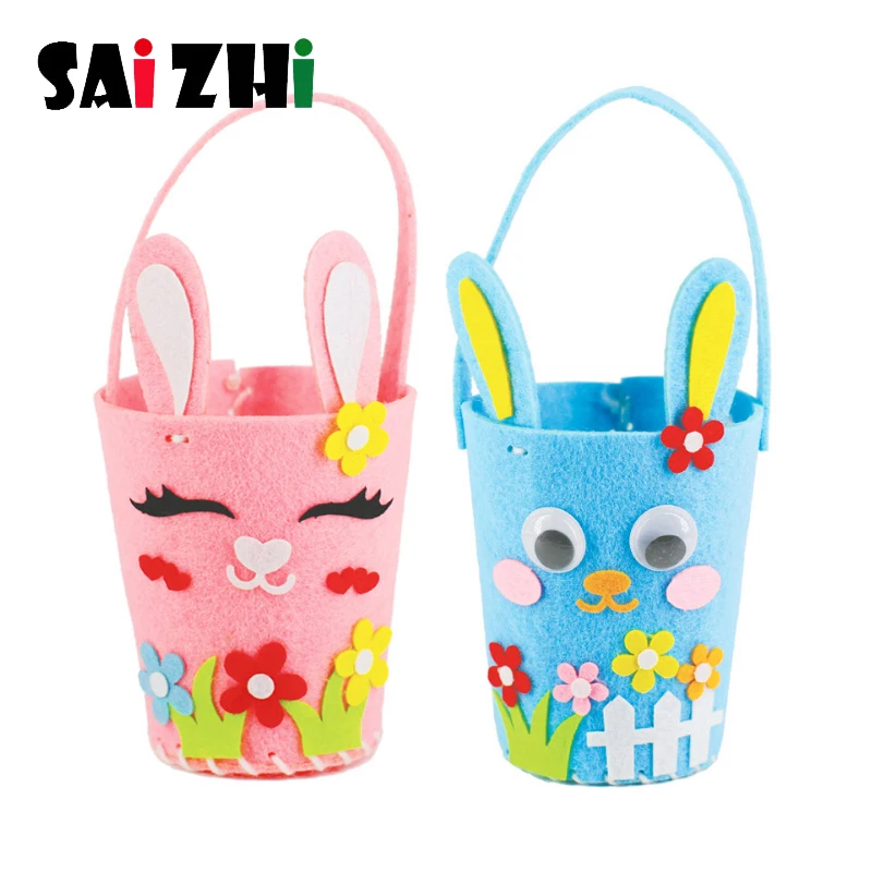 Saizhi Пасхальный кролик корзина в форме кролика нетканые яйца корзина DIY игрушки Детский сад EVA ремесла ручной работы игрушки подарки