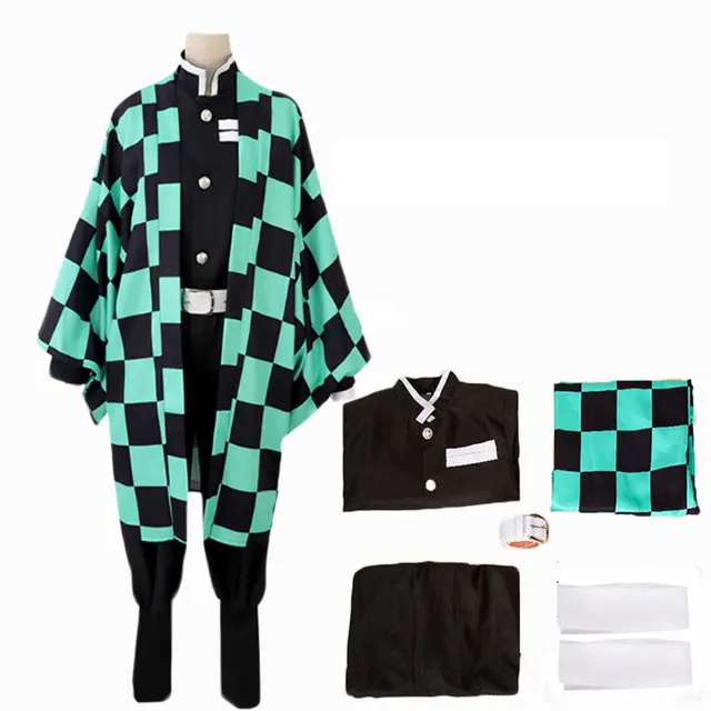 Anime Demon Slayer Kimetsu No Yaiba Zenitsu Giyu Tanjirou Kamado Nezuko Cosplay Women Kids Men Kimono Uniform Cosplay Costume A