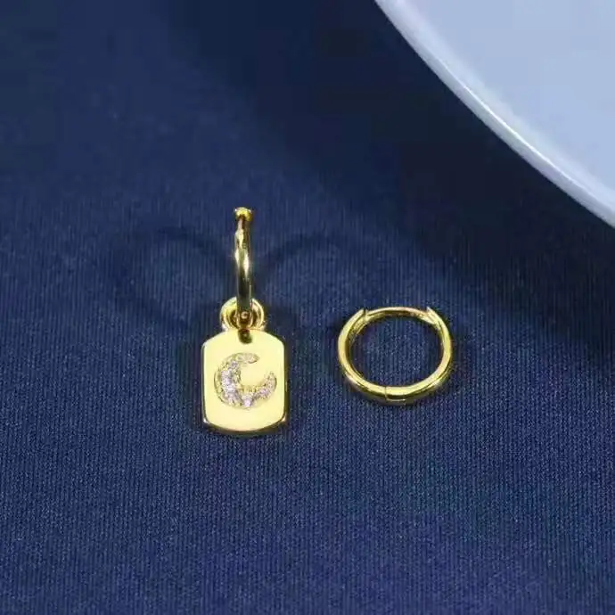 Роскошные 925 пробы серебряные Асимметричный геометрический AAA Zircons проложили солнце и луна серьги для женщин модные брендовые вечерние ювелирные изделия