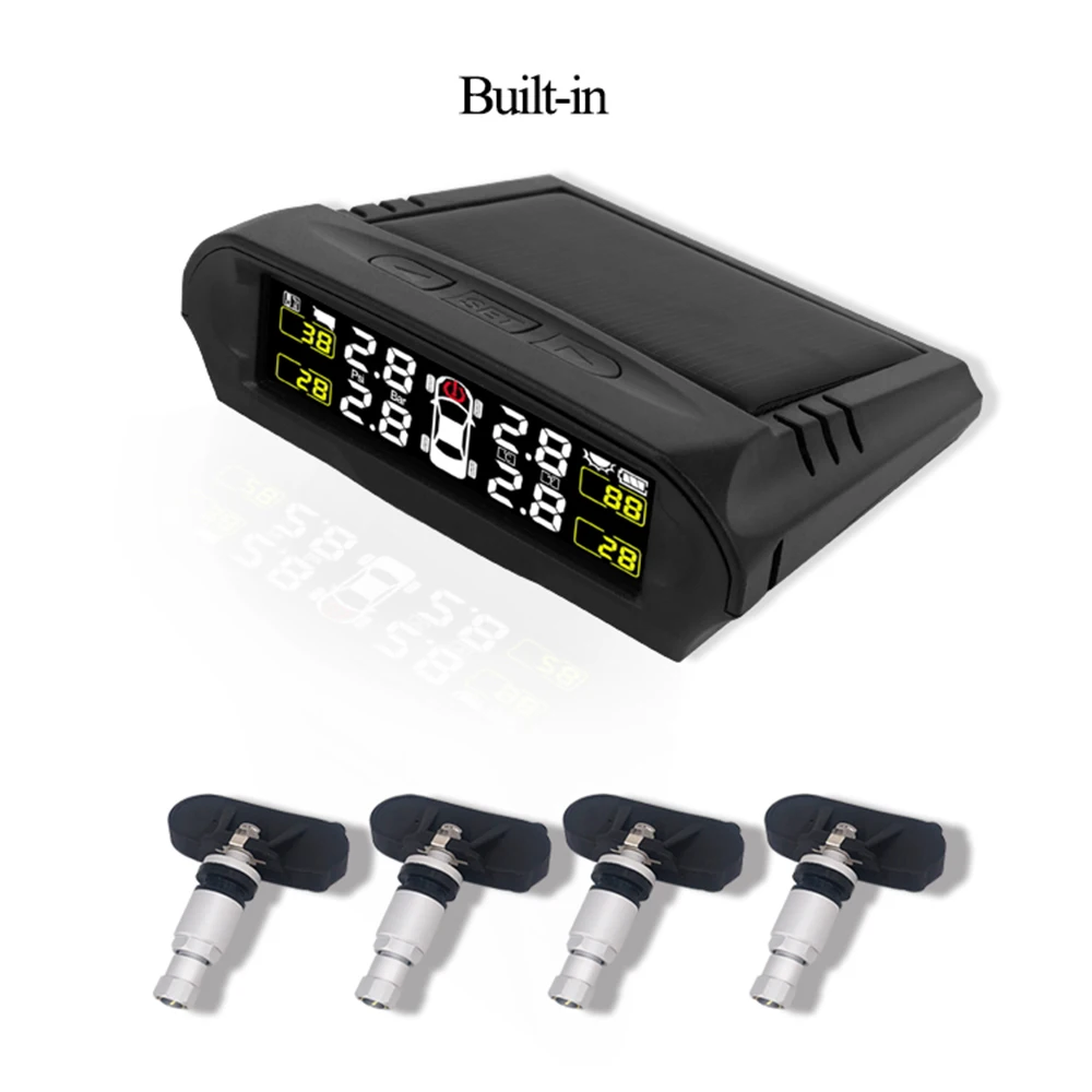 Автомобильный TPMS датчик давления в шинах Система мониторинга солнечной энергии Bluetooth ЖК-дисплей Автомобильная охранная сигнализация давление в шинах 5
