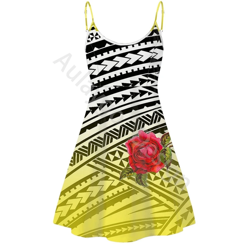 

Tonga Art Polynesian Pattern Sexy Beach Dresses Casual Beach Wear Women Short Slip Dress For Custom Ropa De Verano Mujer 2020