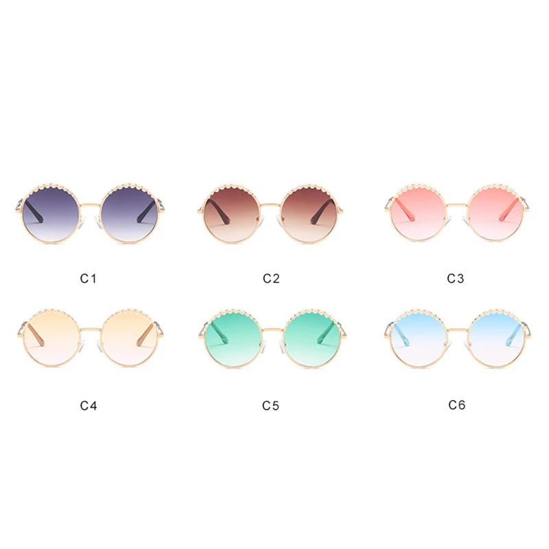 Солнцезащитные очки с жемчугом женские элегантные круглые в металлической