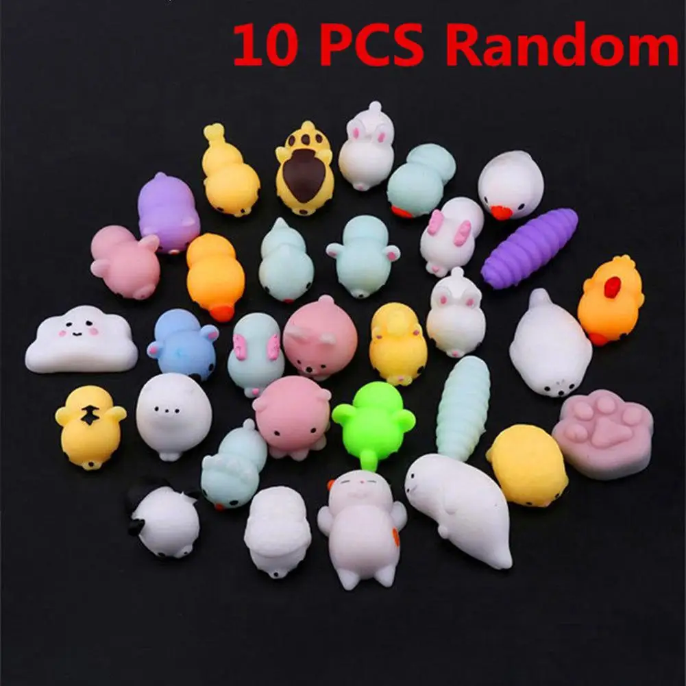 10 PCS Min Change Color Cute Cat Antistress Ball Mochi Rising Soft Sticky Stress Relief Funny Gift Toy