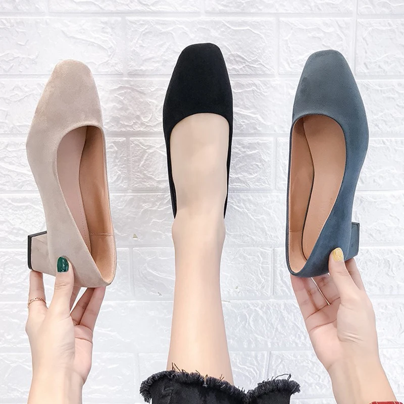 

Square Toe Slip Om Velvet Shoes Women Increasing Height Sandals Ladies 2019 Platform Heels Lace-up Branded Pumps Nubuck Work
