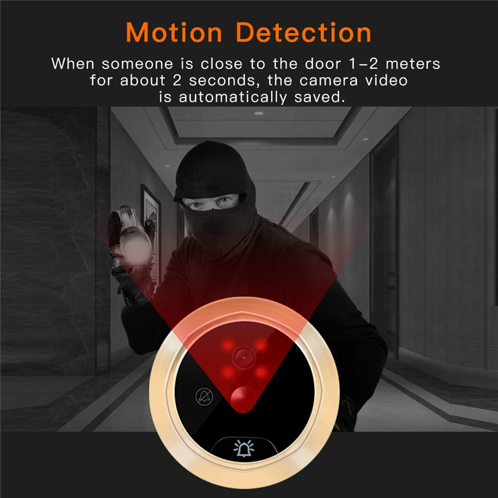 Home Infrared Night Vision Anti-theft 4.3 Inch Motion Sensor Doorbell Professional Peephole Viewer Hotel Camera HD Wide Angle