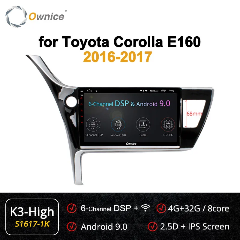Ownice K1 K2 K3 K5 K6 Android 9.0 8 Core 2 Din Car dvd player for Toyota Corolla 4G LTE 360 Panorama DSP Car Play DVR - Цвет: S1617-1 K3-High