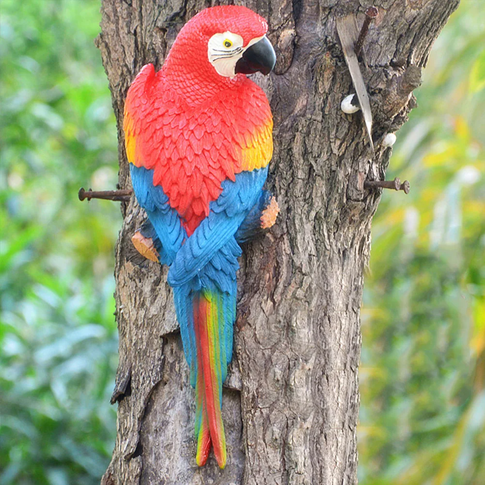 

Garden Decor Resin Figurine Sculpture Simulation Parrot Model Artificial Toy Ornament Lifelike Half Side