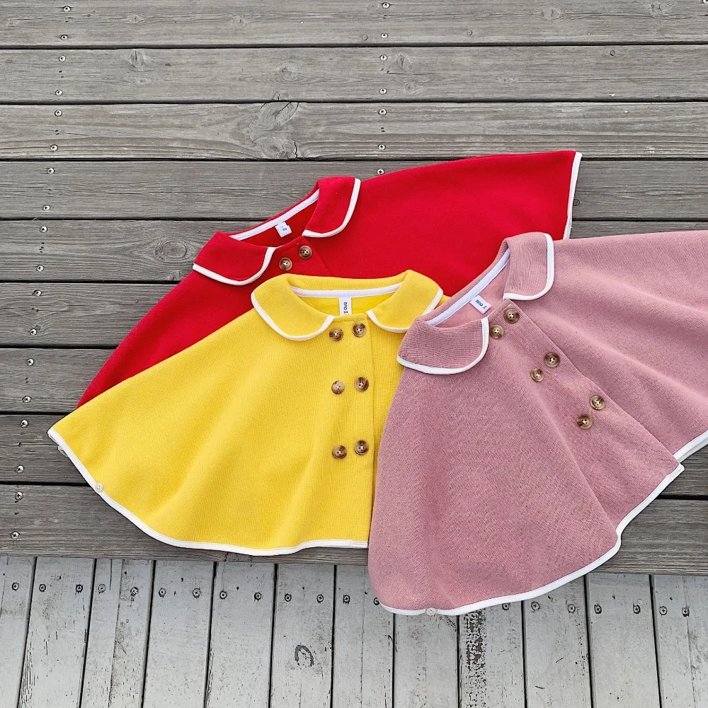 Новые зимние шикарные плащи в Корейском стиле для маленьких девочек, детская одежда, ветровка с рукавами «летучая мышь»