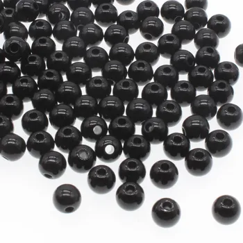 CHONGAI-6mm-20mm 블랙 컬러 아크릴 라운드 볼 스페이서 비즈 쥬얼리 만들기, 수공예품용 DIY 쥬얼리 액세서리