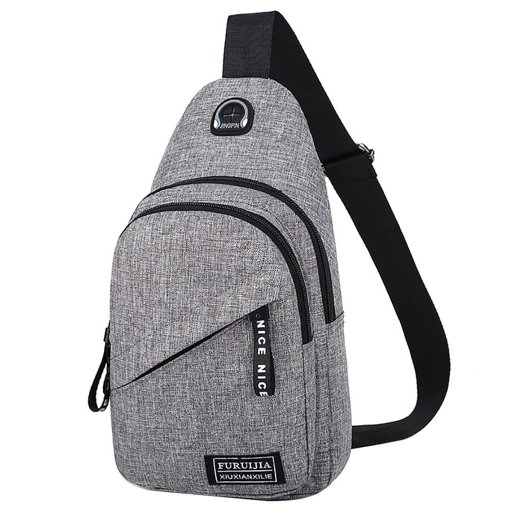 HTNBO мужские универсальные тканевые сумки-мессенджеры из ткани Оксфорд, нагрудная сумка с одним значком, сумка для путешествий с карманами, сумка для путешествий