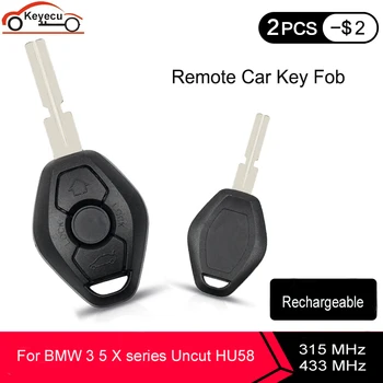 

KEYECU EWS Remote Key Rechargeable Battery 3 Button with ID44 Chip 315MHz / 433MHz for BMW 3 5 X3 X5 Z3 Z4 M3 1995-2005 HU58