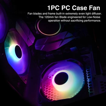 

Radiator 5V 3pin ARGB Rainbow Lights Computer Motherboard Sync 120mm PWM Chassis Quiet Gaming ABS CPU Cooler PC Case Fan Durable