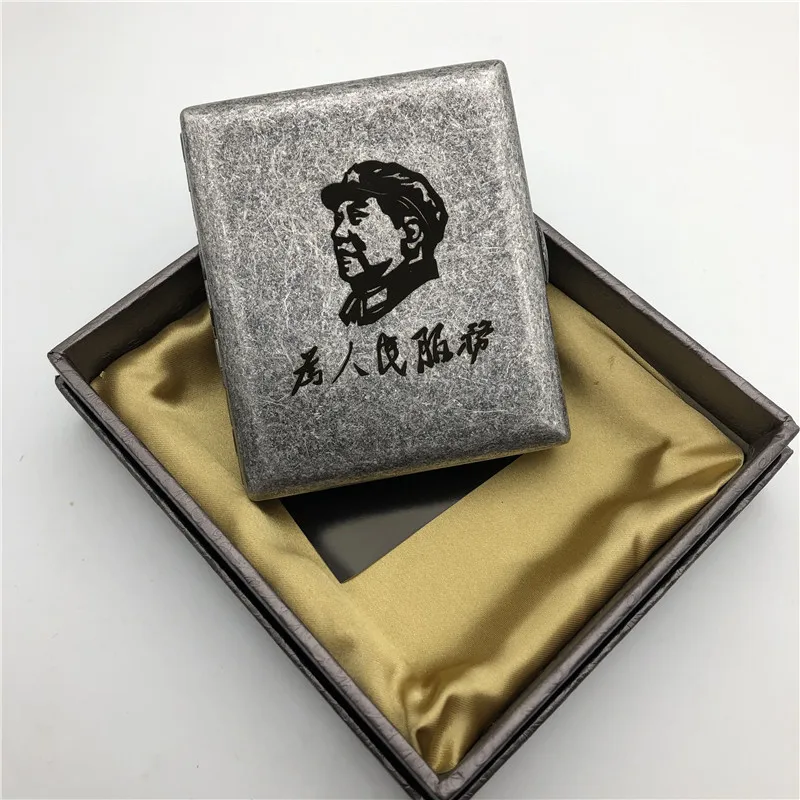 Silver Color Mao Joseph Vissarionovich Сталин латунный портсигар старый серебряный цвет портсигар курительные Держатели мужские подарки с подарочными коробками - Цвет: Silver Color Mao