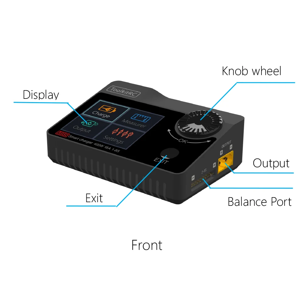 ToolkitRC M8S 400 Вт 18A Цвет экран баланс зарядное устройство Dis зарядное устройство для 1-8S Lipo LiHV жизнь Лев NiMh батарея PB