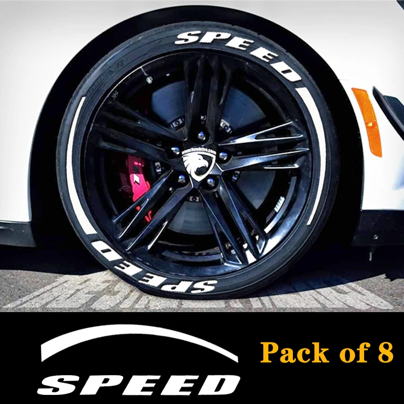 SPEED lines X8 Автомобильная Поворотная универсальная 3D наклейка с буквенным принтом в виде шин с логотипом s Наклейка на колесо для авто, мотоцикла, стильные декоративные наклейки на заказ - Название цвета: SPEED lines X8