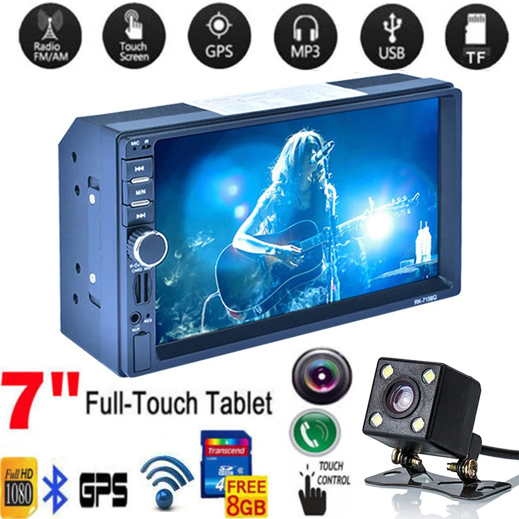 

Car Vehicle MP5 2 Din MP5 7156G Car Radio Stereo with GPS Navigation Reverse Camera RDS 8G Map Card