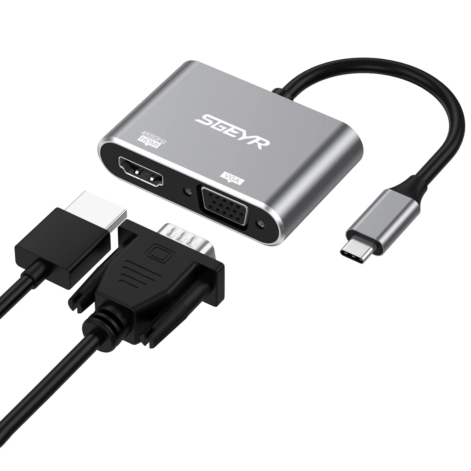 USB C to HDMI VGA  SGEYR 4K x 2K MacBook Pro/Air/ipad Pro 2018 Galaxy S8/S8  VGA HDMI  Ϳ 2-in-1 Type C