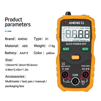 

S1 Digital Multimeter Auto Range True RMS NCV with LCD backlight Flashlight 4000 Counts Data Hold