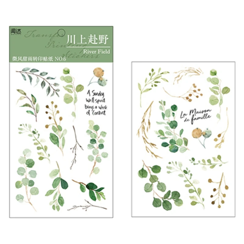 DIY Rub On Transfer Stickers Aesthetic Scrapbooking Material Plant Flower Planet Journal Album Diary Canvas Decoration 2Pcs/Set decorative stickers,diy scrapbooking accessories