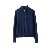 Autumn and Winter 100% Wool Cashmere Sweater Women's Self-Cultivation Half High Neck Cardigan Warm Knitted Sweater Women - Image 5