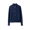 Autumn and Winter 100% Wool Cashmere Sweater Women's Self-Cultivation Half High Neck Cardigan Warm Knitted Sweater Women 5