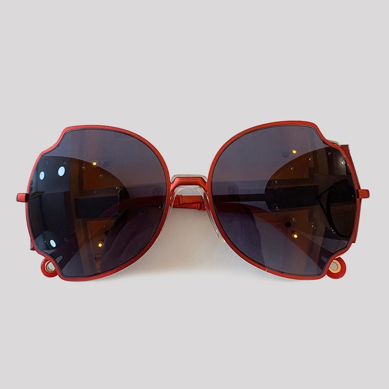 No.5 Sunglasses Модные женские солнцезащитные очки с бабочкой, роскошные брендовые дизайнерские кожаные солнцезащитные очки с заклепками, UV400 - Цвет линз: No.5 Sunglasses