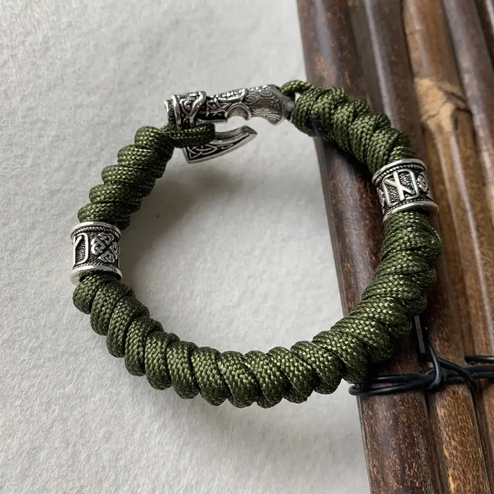 Ручной работы бусы с рунами викингов скандинавский браслет топором нордическая