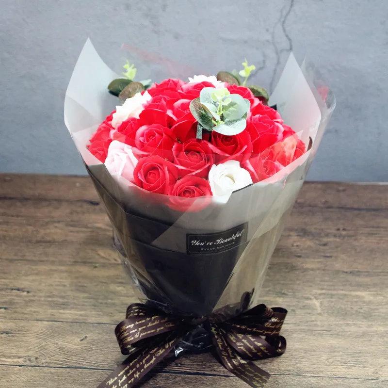 33 мыло в форме цветка розы Букет свадебное платье Boquet держатель Рождественский день влюбленных, подарок на День святого Валентина для любимого, опт, подружка жена