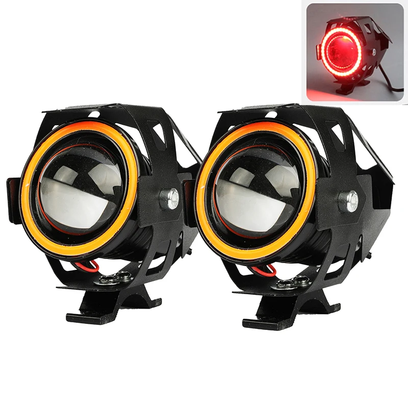 2pcs red Moto rcycle светодиодный головной светильник s вспомогательная лампа moto U7 светодиодный moto rbike вождения Точечный светильник 2 шт. 3000LM 12V 125W 6000k moto rcycle светодиодный светильник - Цвет: 2pcs red