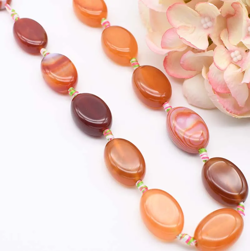 

2strands/lot 16X22-17x25mm Natural smooth candy color agate oval stone For DIY Necklace Jewelry Making Loose 15" Free Shipping
