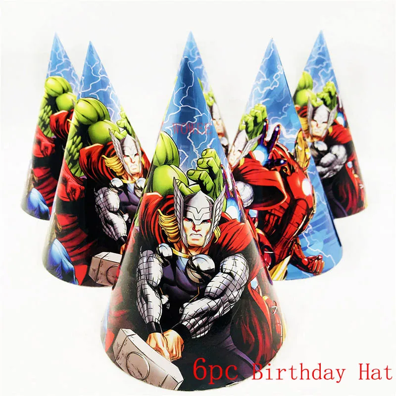 6pc Hats 1 шт., размер 40*30 см, рисунок из мультфильма «мстители», «пината», забавные свистки, Детские вечерние комплекты одежды для дня рождения, «дракон», «пината» - Цвет: 6pc Hats