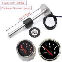 Luz trasera roja 52MM indicador de nivel de combustible 0-190Ohm aceite de indicador de nivel de tanque de metro con Sensor de nivel de combustible 150MM 200MM 250MM 450MM 500MM