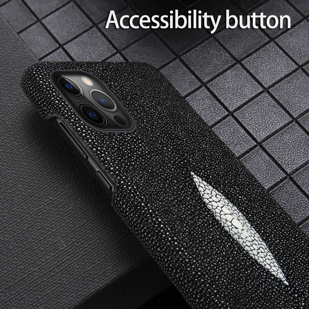 Genuine Stingray Leather Phone Case for iPhone 12