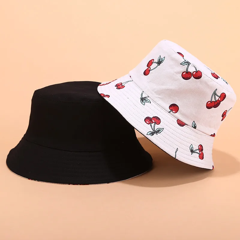 Fishing Cap Outdoor Sport fruit print hat Double-sided Wearing Summer Visor Folding Hat Bucket women men Hiking Camping dropship