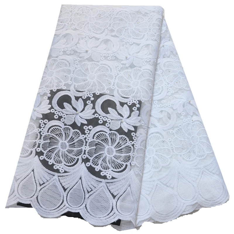 Последняя белая африканская французская кружевная ткань высокого качества Тюль кружевная ткань 5 ярдов/партия вышивка нигерийская кружевная ткань для женского платья Лучшая цена