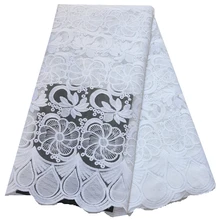 Последняя белая африканская французская кружевная ткань высокого качества Тюль кружевная ткань 5 ярдов/партия вышивка нигерийская кружевная ткань для женского платья Лучшая цена