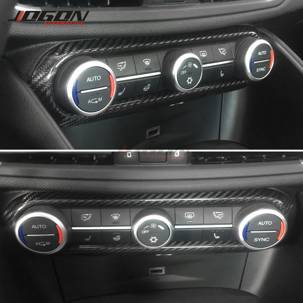 Настоящее углеродное волокно для Alfa Romeo Stelvio 949- отделка салона автомобиля Кондиционер AC Регулировка кнопки управления Переключатель Крышка