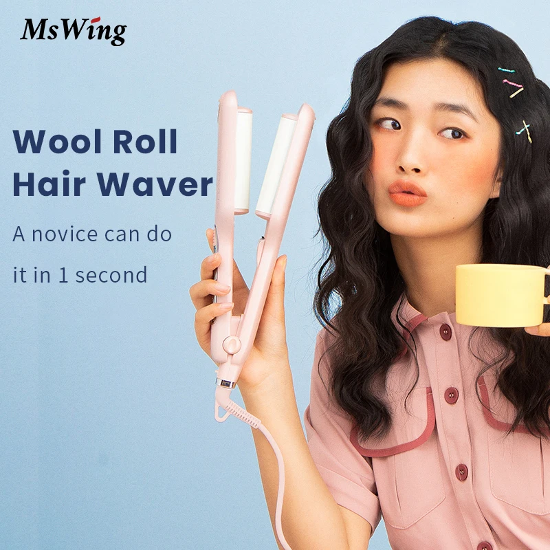 MsWing 28mm Deep Wave Curling Iron Ceramic Hair Curler Two Tube Ripple Egg Roll Ceramic 2 Barrel Hair Styler Volume Styling tool